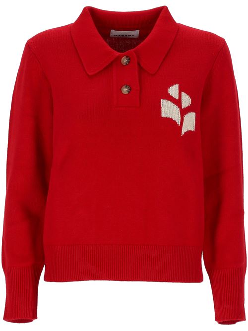 Poppy red intarsia-knit logo MARANT ETOILE | PU0314FAA1X05E11PR